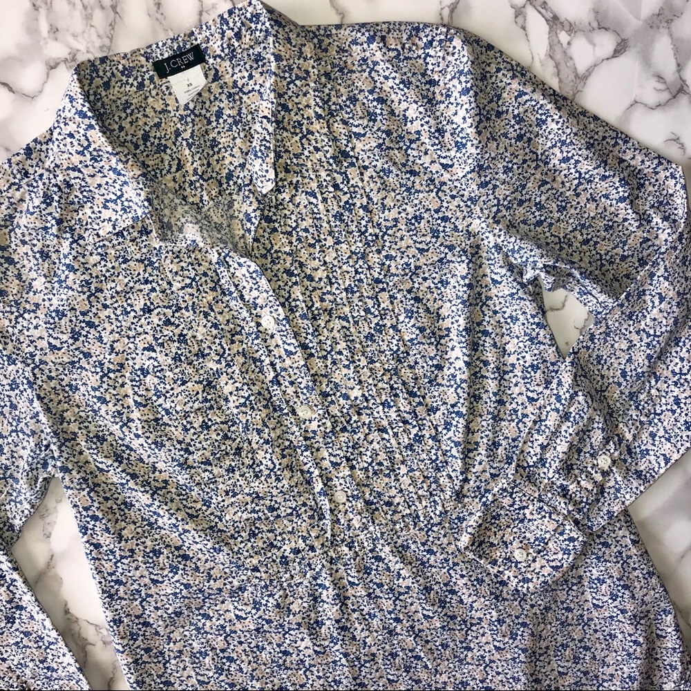 J. Crew Floral Print Tuxedo Style Tunic